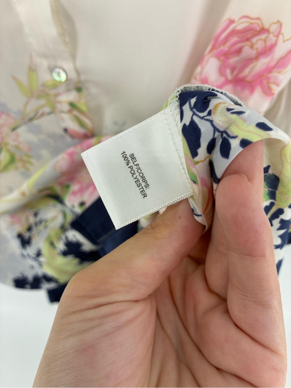 Floral Butterflies Button-Up Blouse in Ivory and Navy - Picture 6 of 11